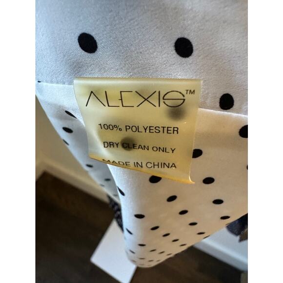 Alexis Navy and White Polka Dot Tie-Neck Blouse, Size Small - Picture 7 of 7